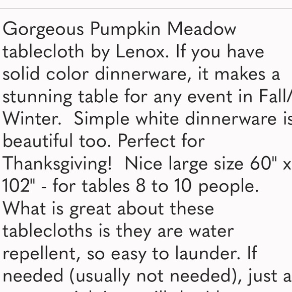 Lenox Pumpkin Meadow 60X102" tablecloth NWT - Picture 2 of 6
